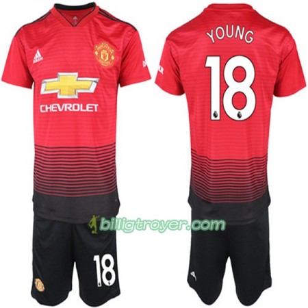 Billige Fotballdrakter Manchester United Ashley Young 18 Barn Hjemmedraktsett 2018/19 Kortermet